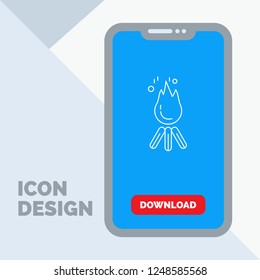 fire, flame, bonfire, camping, camp Line Icon in Mobile for Download Page