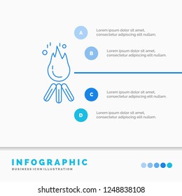 fire, flame, bonfire, camping, camp Infographics Template for Website and Presentation. Line Blue icon infographic style vector illustration