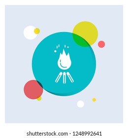 fire, flame, bonfire, camping, camp White Glyph Icon colorful Circle Background