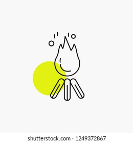 fire, flame, bonfire, camping, camp Line Icon
