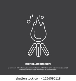 fire, flame, bonfire, camping, camp Icon. Line vector symbol for UI and UX, website or mobile application