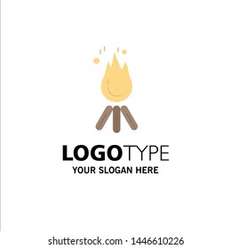 fire, flame, bonfire, camping, camp Flat Color Icon Vector