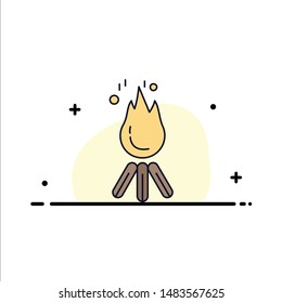 fire, flame, bonfire, camping, camp Flat Color Icon Vector