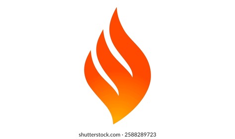 Fire, flame, bonfire. Flame fire icon, abstract style on white background. Flat burn fire symbol, bonfire sign, flame campfire emoji. Camping fireball minimal graphic style. Vector Illustration