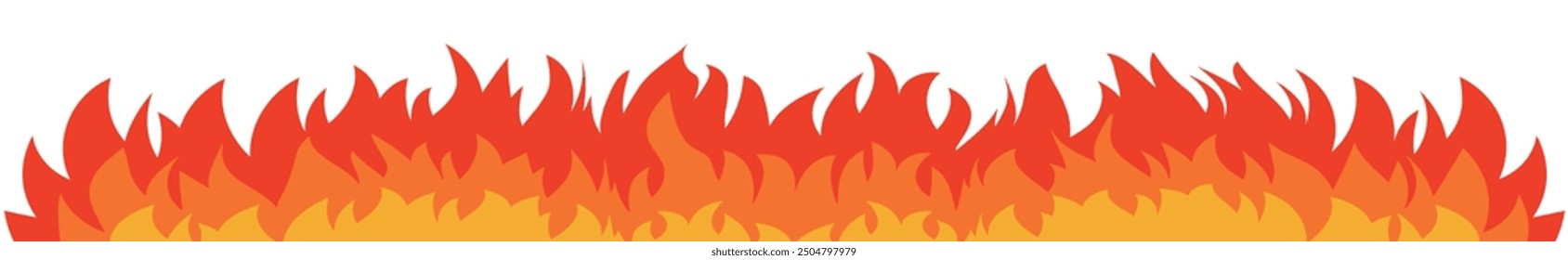  Fire Flame Border . Vector Illustration