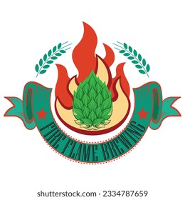 Fire flame brewing, good design for lager, beer or any drink made from hops. Drinking beer will burn your enthusiasm to enjoy being together happily.