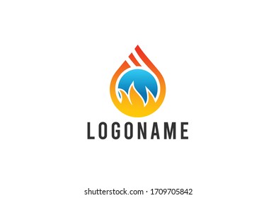 plantilla del logotipo de aceite líquido quemado por llama de fuego