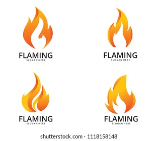 fire flame burn passion vector icon logo design template