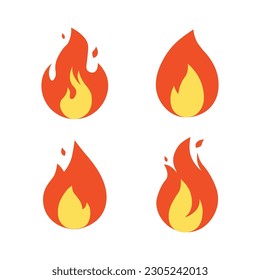 fire flame burn symbol set