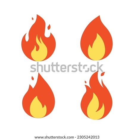 fire flame burn symbol set