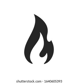 Fire flame burn, vector black line icon. Flammable warning or spicy food label, burning hot fire flame sign