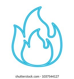 fire flame burning danger hot image vector illustration blue neon line image