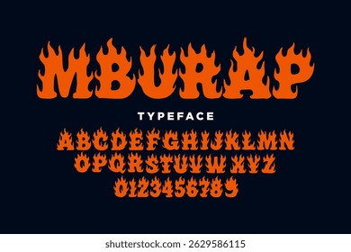 Fire flame burning font alphabet cartoon style vector illustration.