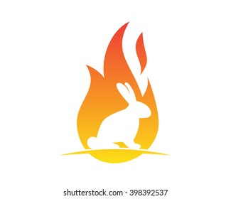 fire flame burning heat flare rabbit hare rabbit fauna image