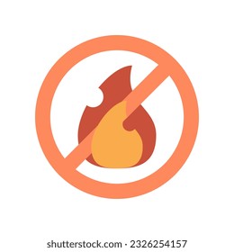 Fire flame burning in red prohibition safety warning sign icon flat vector design