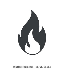 Fire Flame. Campfire, Bonfire, Flame Sign, Front View. Vector Illustration.