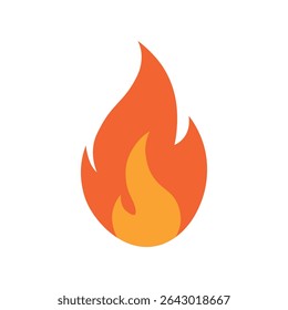 Fire Flame. Campfire, Bonfire, Flame Sign, Front View. Vector Illustration.