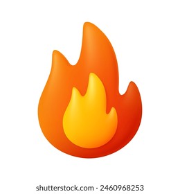 Fire flame. Camping, energy and power concept. 3d vector icon. Cartoon minimal style.