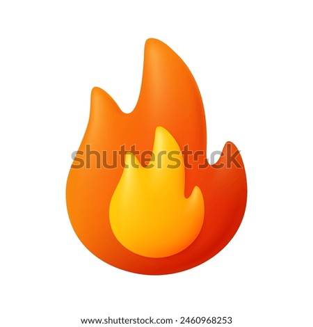 Fire flame. Camping, energy and power concept. 3d vector icon. Cartoon minimal style.