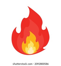 Fire flame, cartoon bonfire heat wildfire and red hot bonfire, campfire, red fiery flame isolated vector illustration. Oil, gas and energy concept. Fire emoji