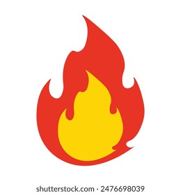 Fire flame, cartoon bonfire heat wildfire and red hot bonfire, campfire, red fiery flame isolated vector illustration. Oil, gas and energy concept. Fire emoji