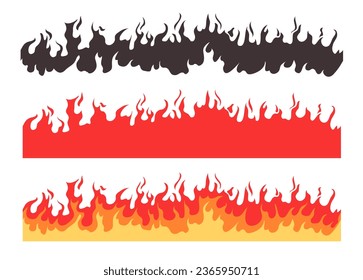 Fire flame cartoon burn isolated set. Vector graphic design illustration