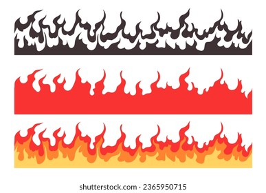 Fire flame cartoon burn isolated set. Vector graphic design illustration