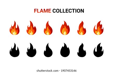 Viñeta de dibujos animados. Colección de elementos inflamantes. Ilustración plana vectorial.