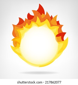 fire flame circle backdrop isolated vector template illustration