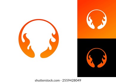 Fire flame circle frame icon logo vector design isolated