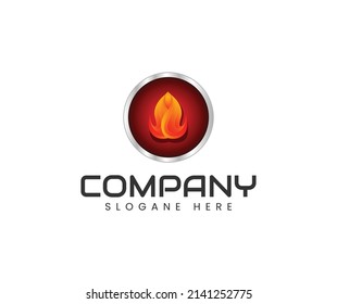 Fire flame circle logo design vector template 