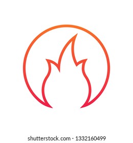 Fire or flame in circle simple Logo. Vector illustration isolated on white background.