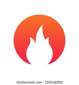 Fire or flame in circle simple Logo. Vector illustration isolated on white background.