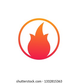 Fire or flame in circle simple Logo. Vector illustration isolated on white background.