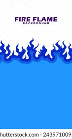 Fire flame concept burning background flat design in blue color for wallpaper. Vector illustration.