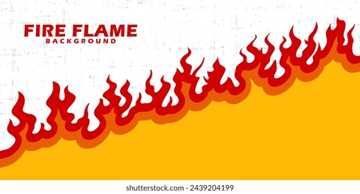 Fire flame concept burning diagonally or obliquely background flat design in yellow and red color for wallpaper. Vector illustration.
