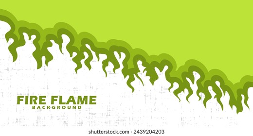 Fire flame concept burning diagonally or obliquely background flat design in green color for wallpaper. Vector illustration.