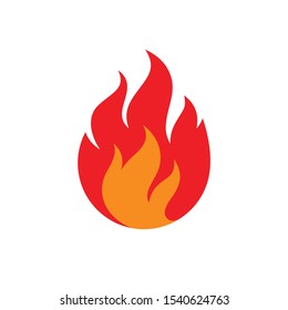 Fire flame concept icon flat design, red fire sign on white background. Anstract fire flammable ignite graphic symbol vector illustration. 