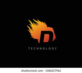 Fire Flame D Letter Logo Icon 