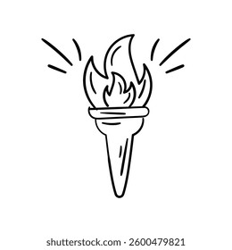 Fire Flame doodle icon with white background vector stock illustration