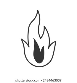 Fire Flame Doodle Line Icon. Hand drawn symbol. Vector illustration