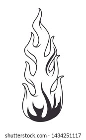 fire flame drawn in black and white tattoo icon vector illustration graphic design