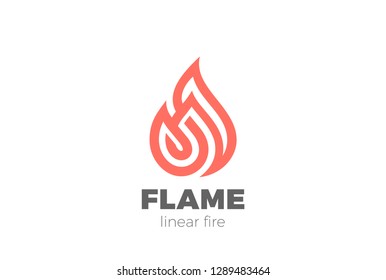 Fire Flame Droplet Logo design shape vector template Linear style. Luxury Logotype concept icon.