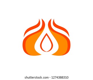 Fire Flame droplet shape Logo design vector template