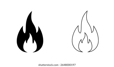 Fire flame duo - stylized outline and solid versions