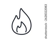 Fire flame editable stroke outline icon isolated on white background flat vector illustration. Pixel perfect. 64 x 64.