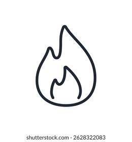 Fire flame editable stroke outline icon isolated on white background flat vector illustration. Pixel perfect. 64 x 64.