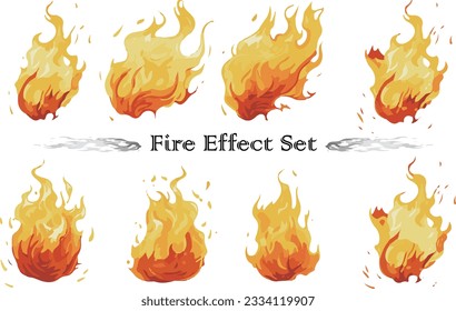 Fire and flame effect material set
