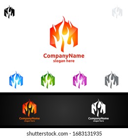 Fire Flame Element Vector Logo Design