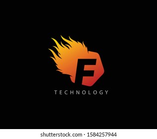 Fire Flame F Letter Logo Icon 